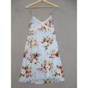 Lollo Vita Floral Slip Dress Nightgown Womens S Blue Lace Trim Cottagecore Soft